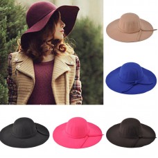 New Ladies Mujer Soft Wool Felt Fedora Floppy Cloche Wide Brim Bowknot Hat Cap  eb-94833495